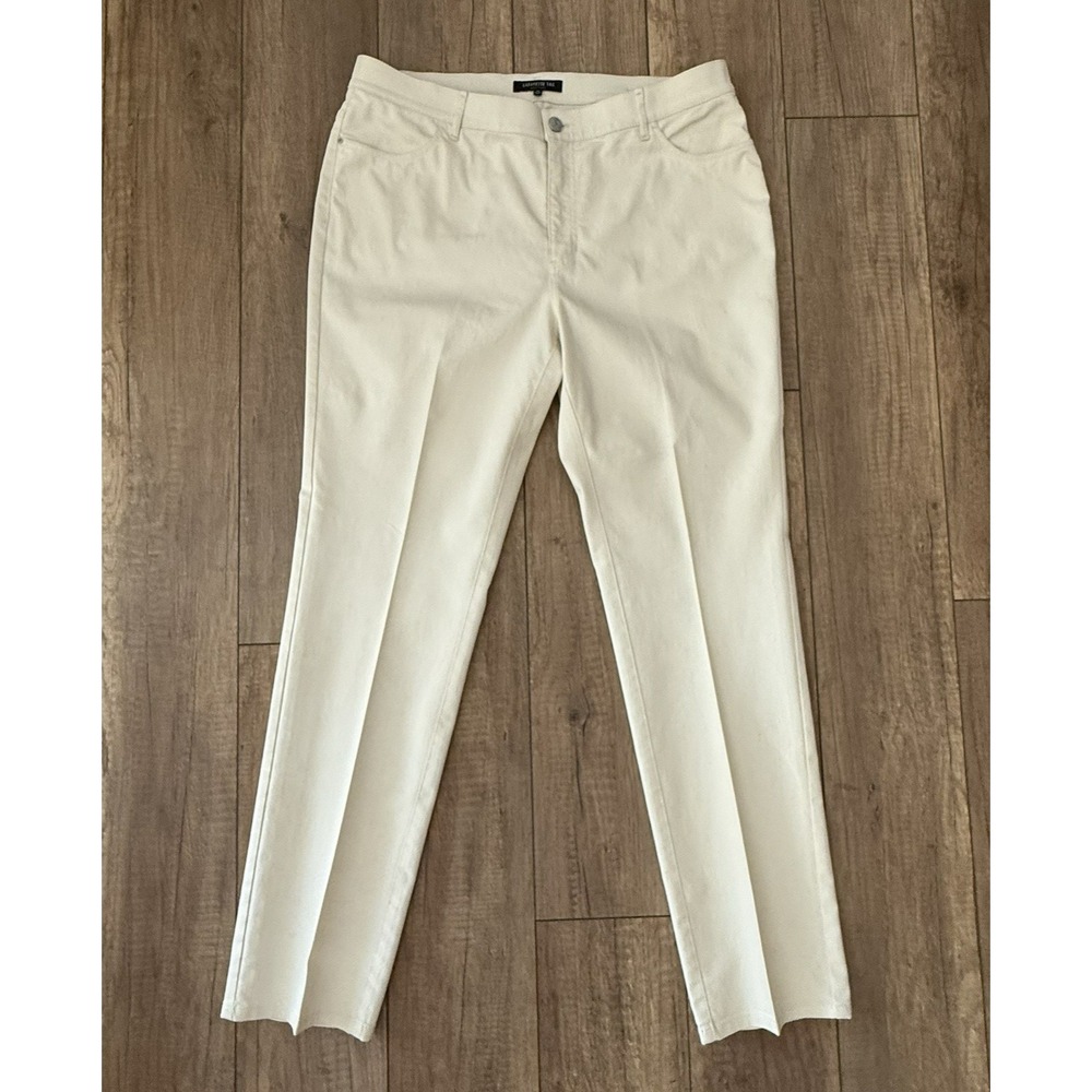 Lafayette 148 New York Ivory/Cream Stretch Twill Jeans Women's 14 Straight Leg